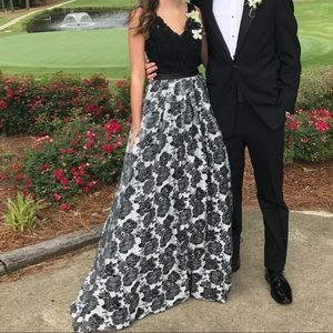 Jovani Black and White floral print dress